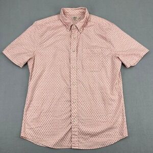 Faherty Brand Mens Pink Scallop Print Short Sleeve Button Down Shirt Large L